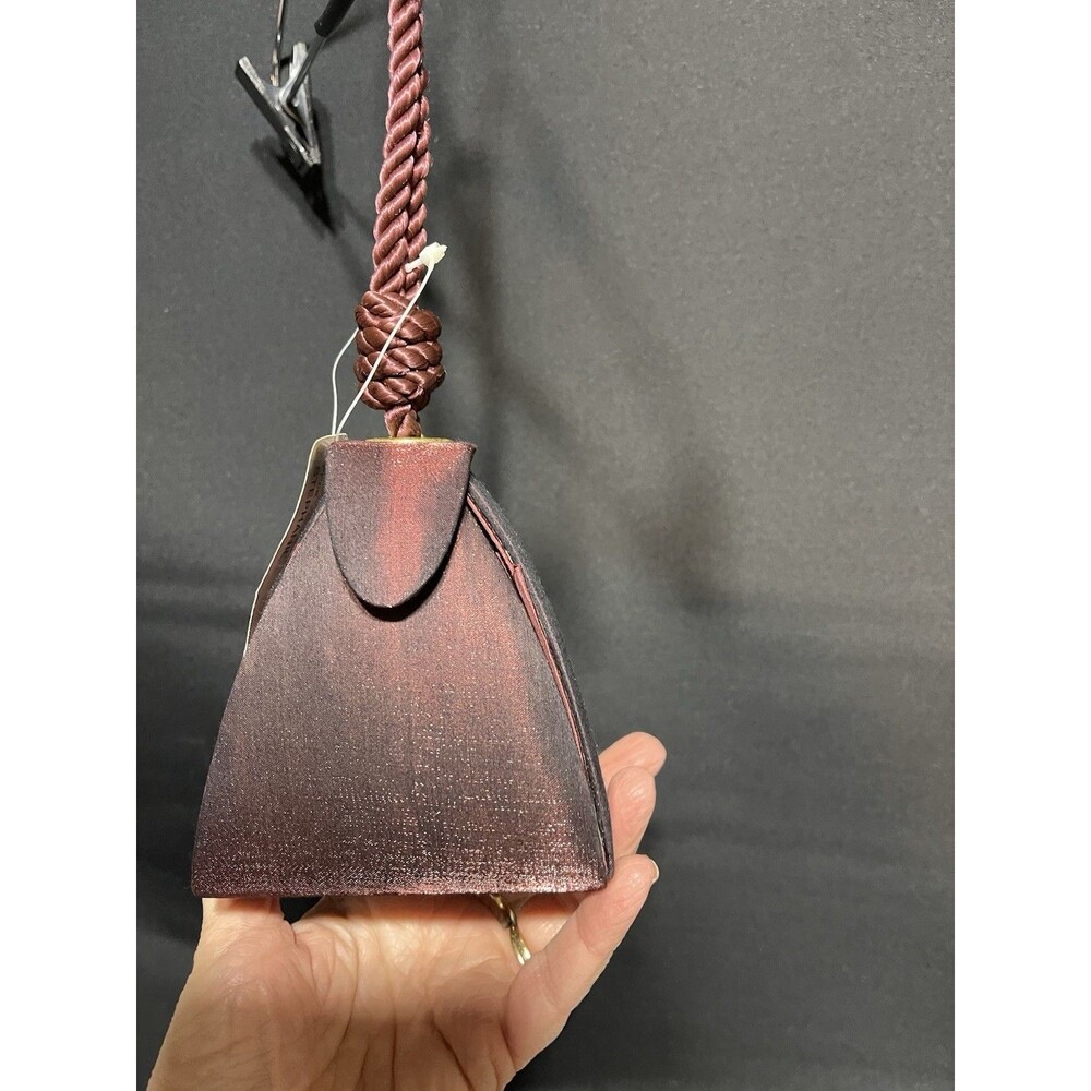 Stephanie Burgundy Satin Mini Bag | Rope Handle Evening Purse | Vintage Style - Picture 3 of 7